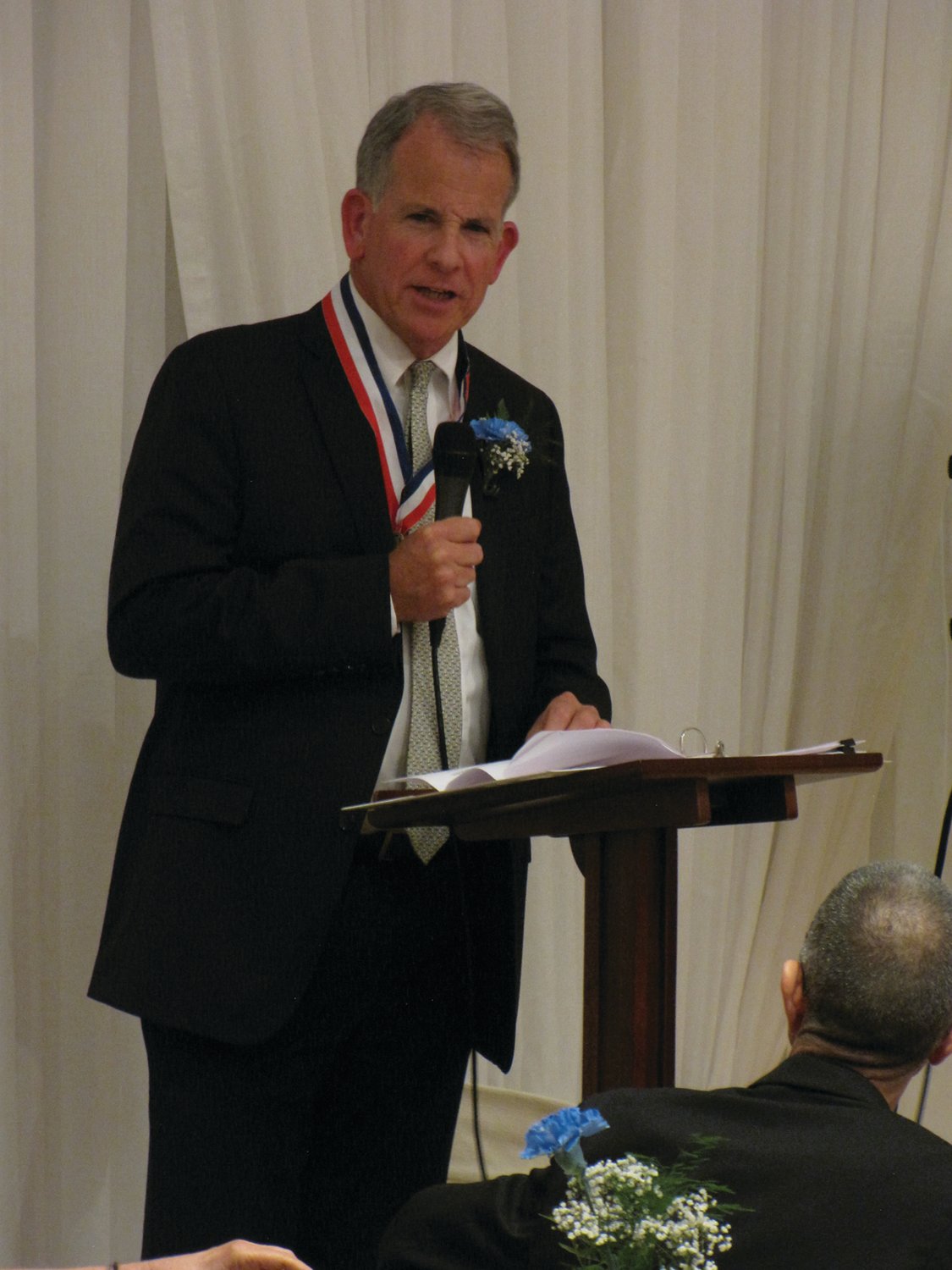 FROM THE JUDGE: Jeffrey Lanphear, an associate justice of the Rhode Island Superior Court, urged those on hand at the Hall of Fame dinner to protect and preserve what makes Cranston a desirable place in which to live.